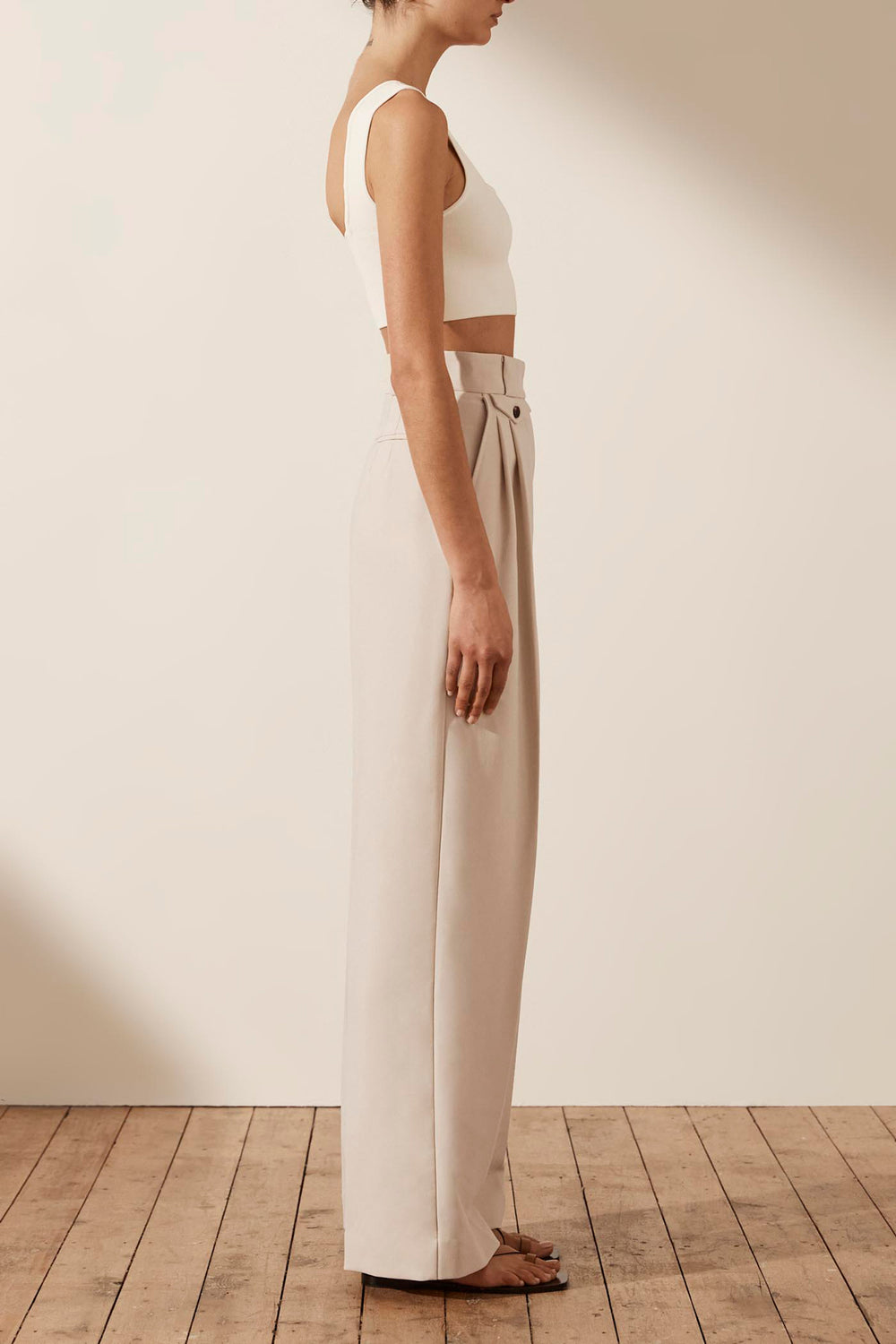 Ivy High Waisted Tailored Pant | Bone ...